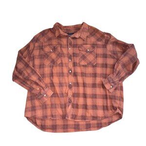Stone Creek Mens Plaid Flannel Shirt-Snap Front-Brown-3X-Fair